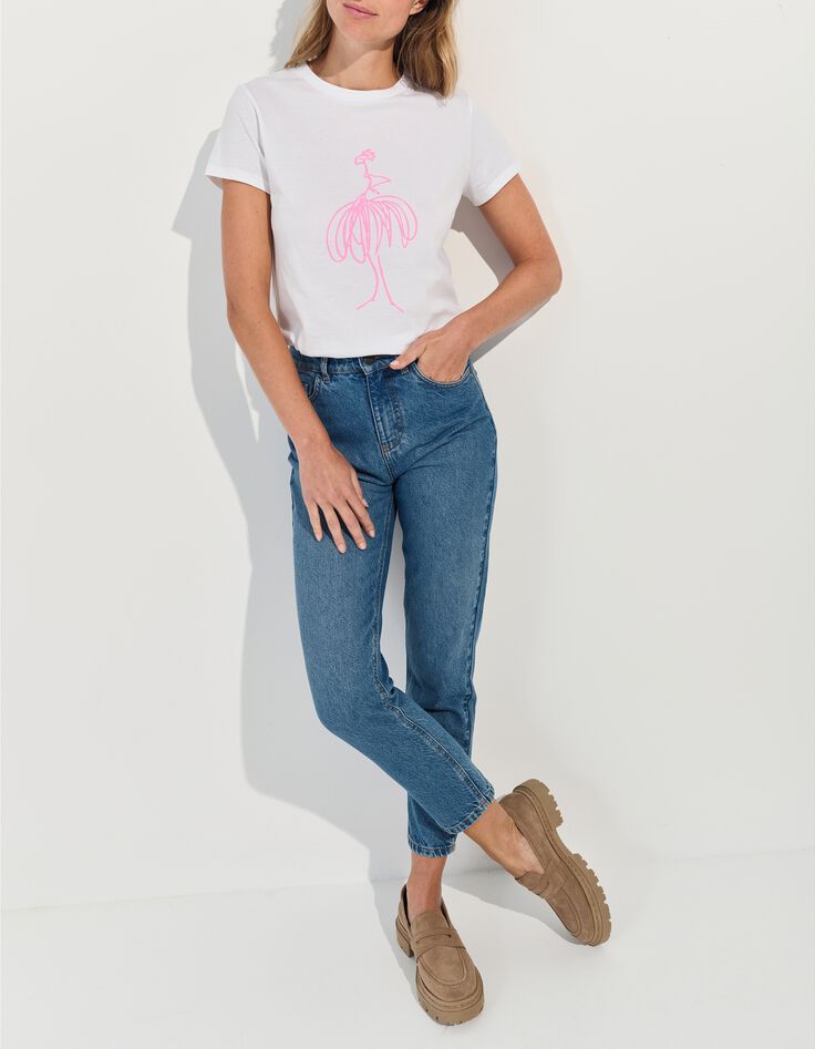 MASTER - T-shirt blanc print danseuse fluo-2