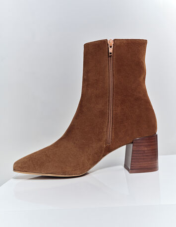 O.HANNA - Boots à talon marron cuir velours -2