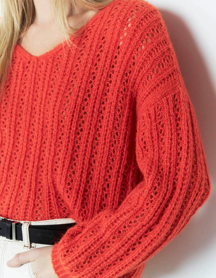 TIMING - Pull orange tricot fantaisie-3 TIMING - Pull orange tricot fantaisie-3