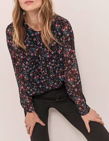 CERYX - Blouse noire à imprimé jardin nocturne-1 CERYX - Blouse noire à imprimé jardin nocturne-1