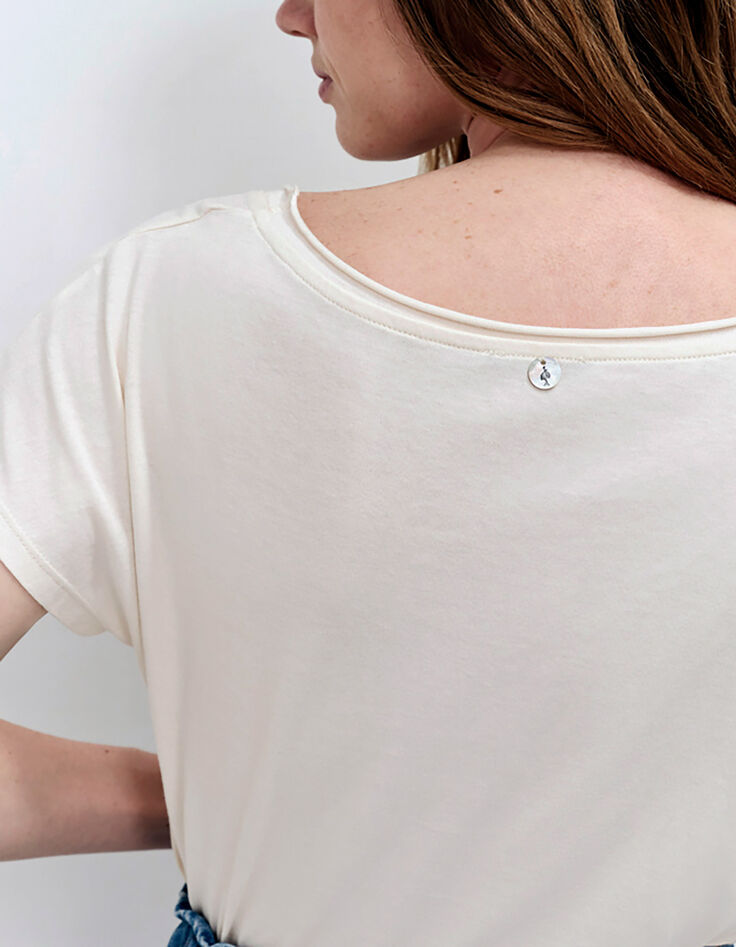 MALIA - T-shirt &eacute;cru visuel danseuses foil cuivr&eacute;-3