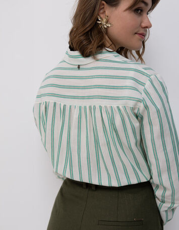 COLBY - Chemise rayures vertes fantaisie-5