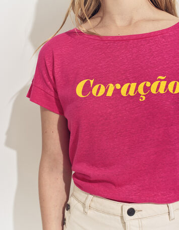 MANIA- T-shirt rose à message-3