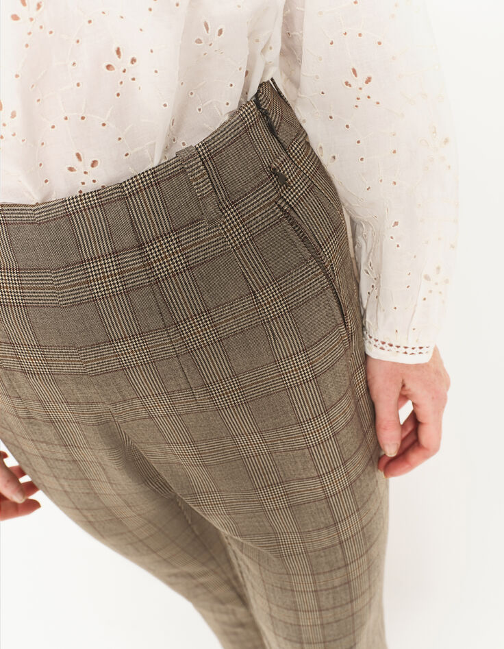 PETUNIA - Pantalon cigarette beige motif prince-de-galles-5 PETUNIA - Pantalon cigarette beige motif prince-de-galles-5