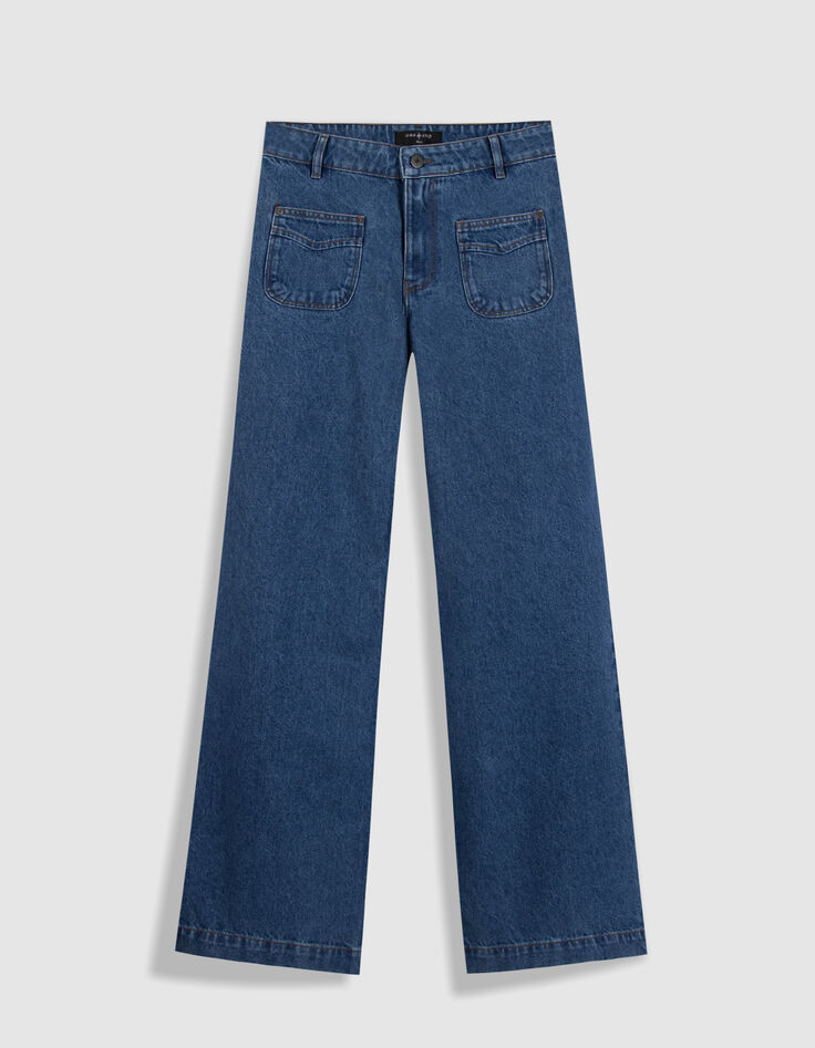 LE HAILEY - Jean flare bleu poches plaqu&eacute;es-1