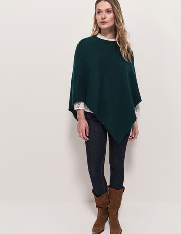 ALAMO - Poncho vert tricot col rond-5