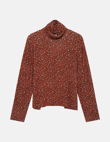 MADLY - T-shirt &agrave; col roul&eacute; rouge &agrave; imprim&eacute; safari-4