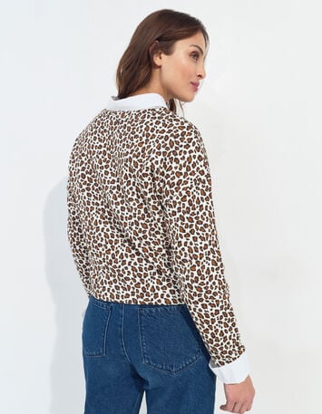 MERAKI - Sweat noir coton bio imprimé léopard message doré-3