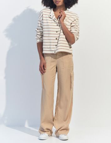 MANNY - Cardigan &eacute;cru  ray&eacute; beige -7