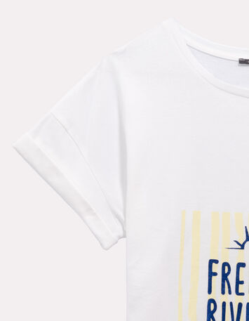 MARSEILLE - T-shirt blanc coton bio message m&eacute;tallis&eacute;-4