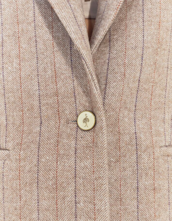 VICKI - Veste beige lainage fantaisie motif chevrons ray&eacute;-4