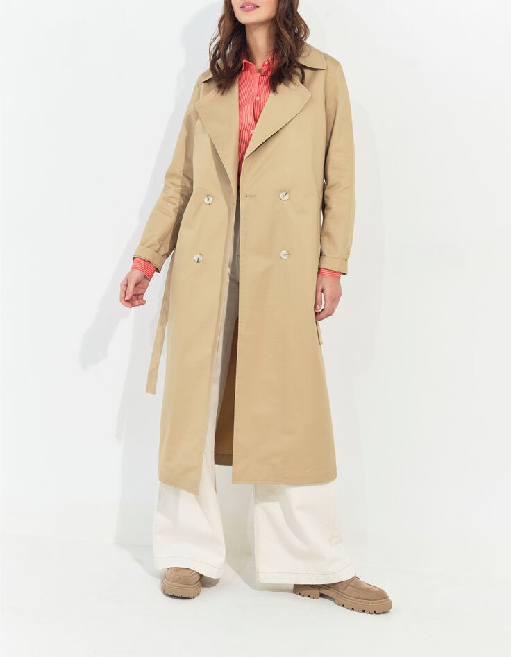 DAYLA - Trench beige coton bio capuche amovible -6