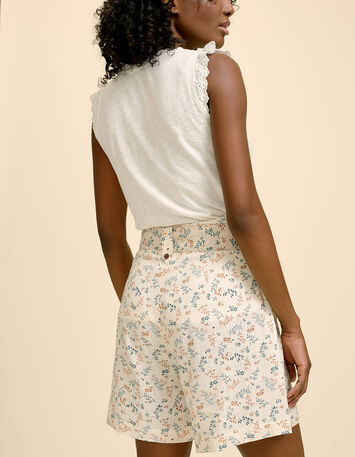 JUDE - Short ivoire à imprimé bouquet végétal-3