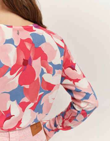 TOKAY - Pull hibiscus tricot à imprimé maxi camélia-3