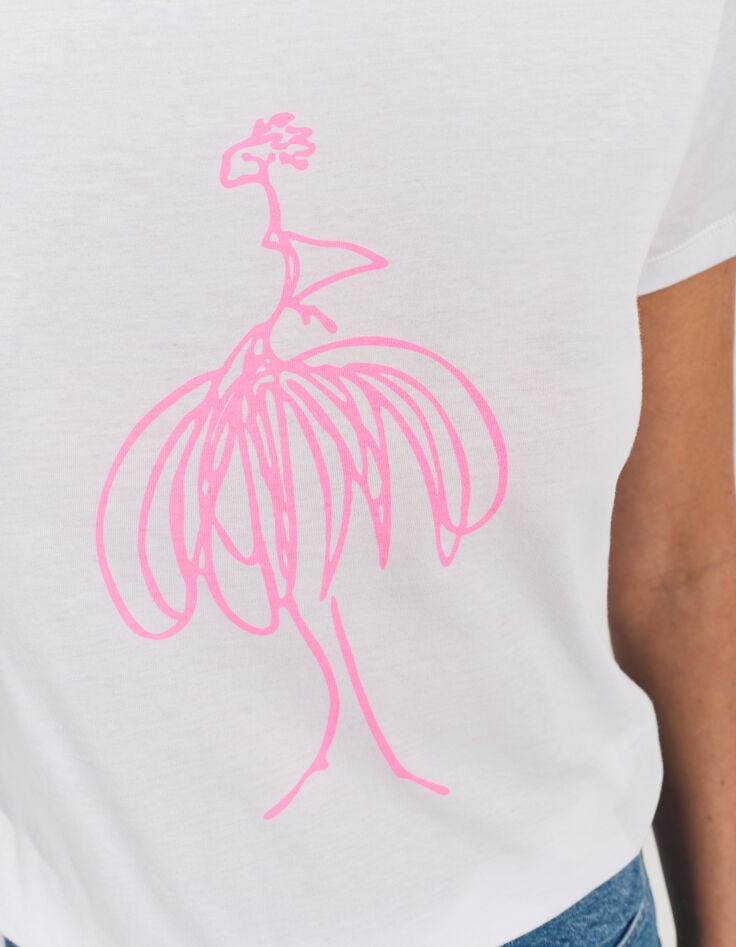 MASTER - T-shirt blanc print danseuse fluo -4
