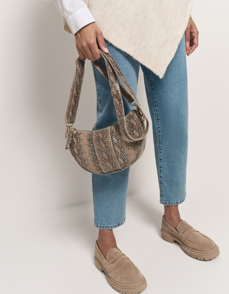 ALMA - Sac besace marron cuir certifié effet python-4