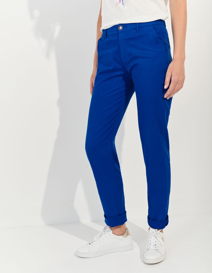 LE EDEN - Pantalon chino bleu surteint -2