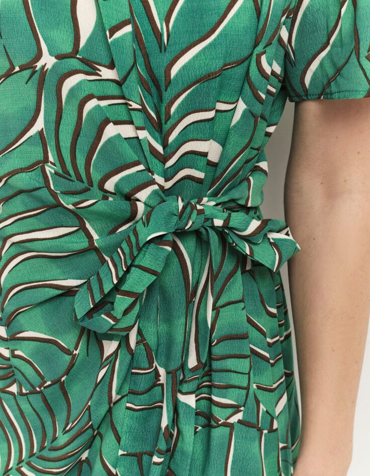 RAMI - Robe green grass &agrave; imprim&eacute; palmes arty-4