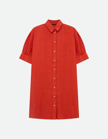 REACH - Robe chemise orange lin certifi&eacute; surteint-6