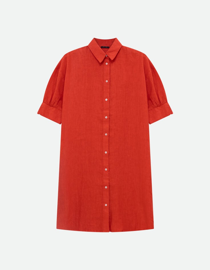 REACH - Robe chemise orange lin certifi&eacute; surteint-6