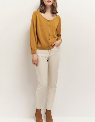 TASTE - Cardigan miel tricot lurex col bateau - One Step