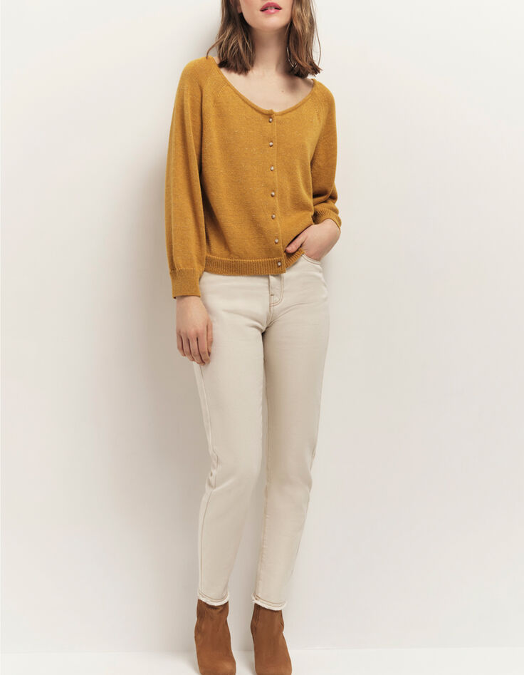 TASTE - Cardigan miel tricot lurex col bateau-1
