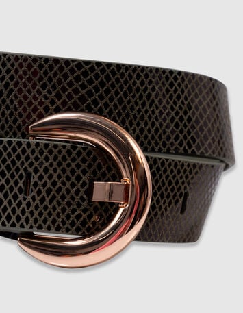 AMALIA - Ceinture kaki cuir certifié effet python -4 AMALIA - Ceinture kaki cuir certifié effet python -4