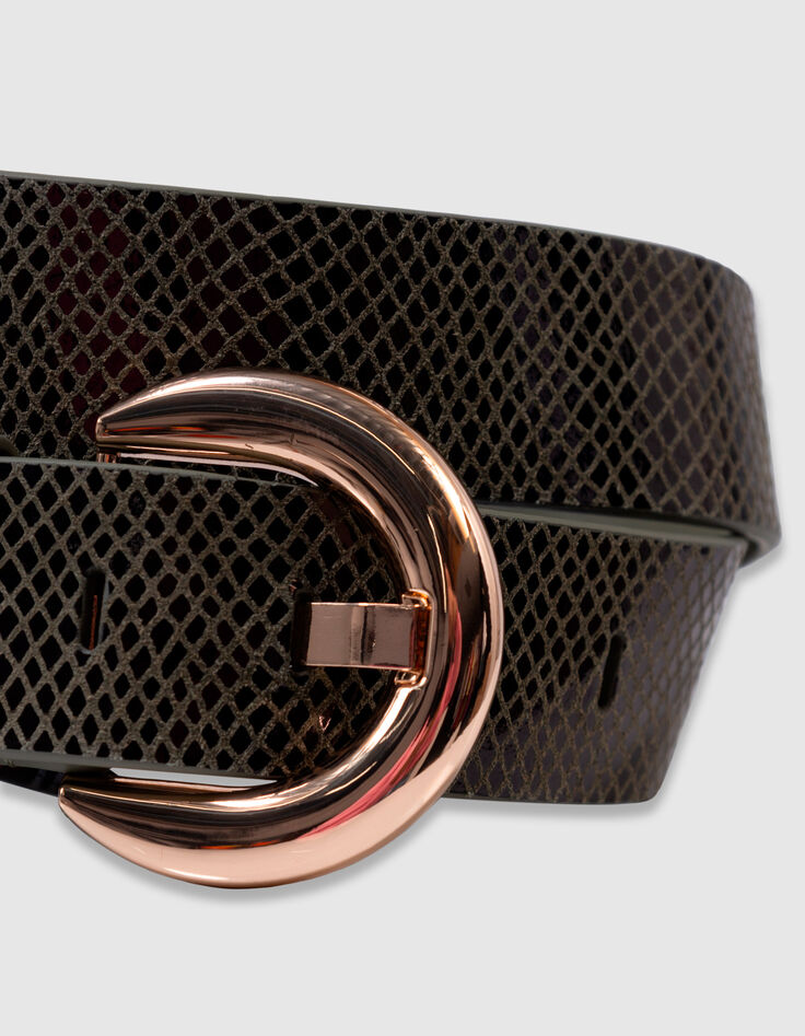 AMALIA - Ceinture kaki cuir certifié effet python -4 AMALIA - Ceinture kaki cuir certifié effet python -4