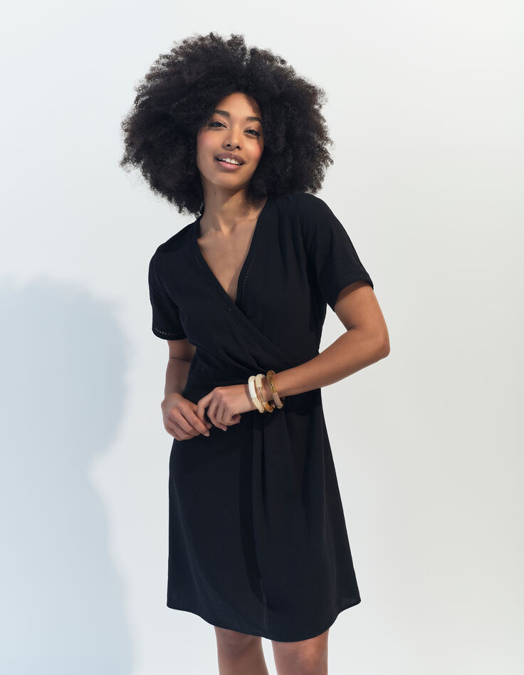 ROFFE - Robe noire détails dentelle -2