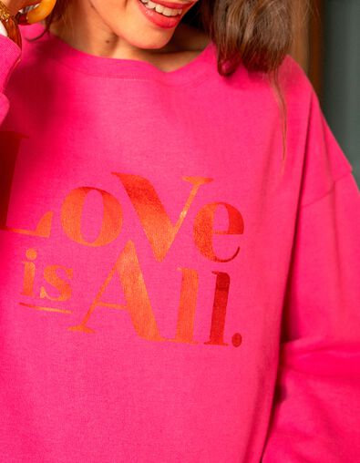 MERAKI - Sweat rose message rouge m&eacute;tallis&eacute;  - One Step