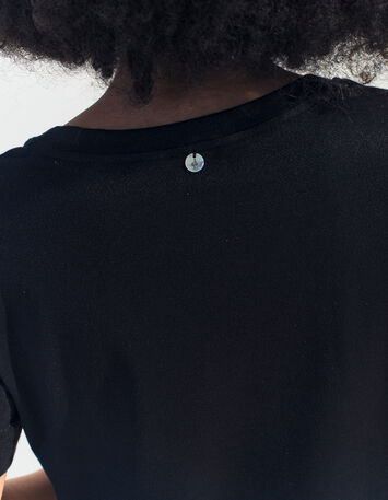 MARCIA - T-shirt noir encolure V maille iris&eacute;e -5