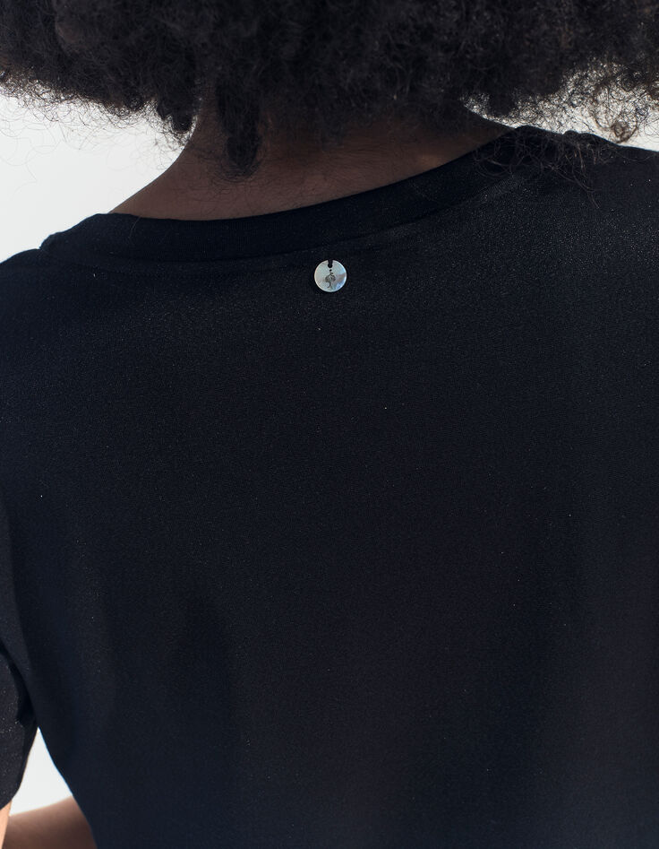 MARCIA - T-shirt noir encolure V maille iris&eacute;e -5