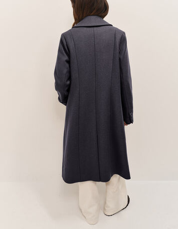 DIMITRI - Manteau long gris anthracite large col tailleur-5