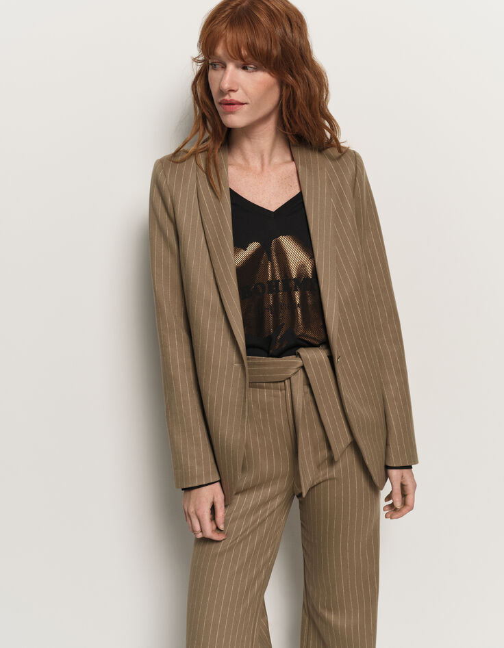 VITO - Veste de costume beige rayures tennis lurex-1 VITO - Veste de costume beige rayures tennis lurex-1