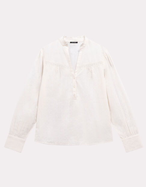 CAYCE - Blouse écrue coton bio découpes dentelle - One Step
