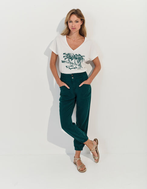 LE CALY - Jean battle vert Lyocell® 7/8ème  - One Step