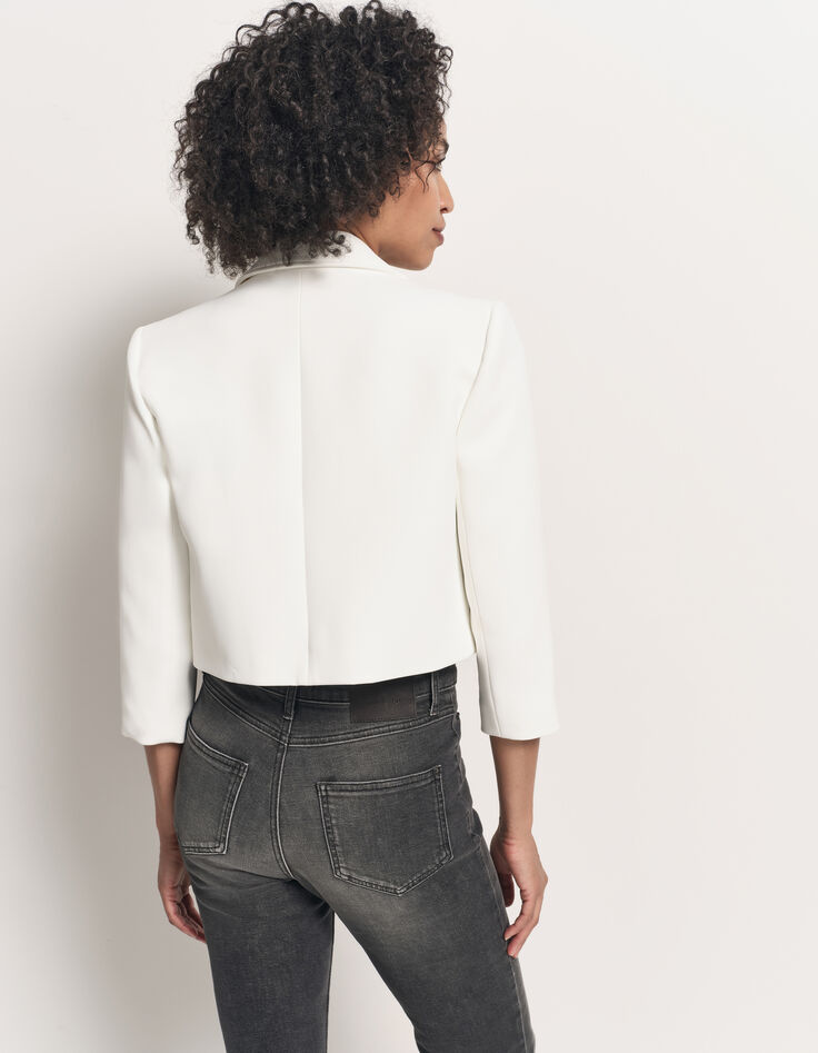 VISTA - Veste de blazer courte blanche polyester recyclé -7