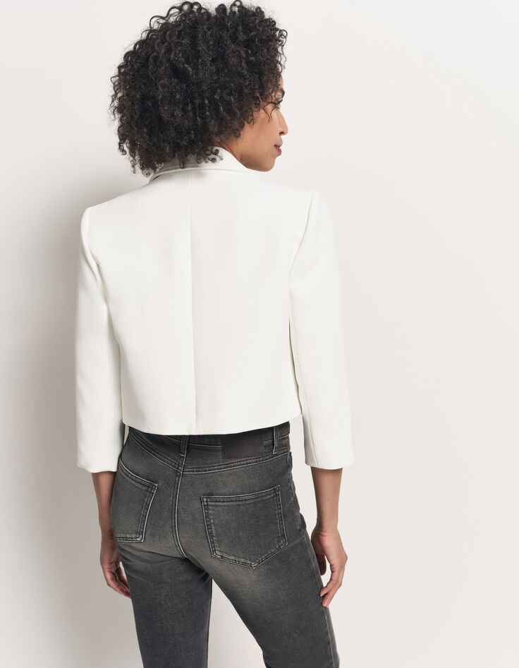 VISTA - Veste de blazer courte blanche polyester recyclé -7 VISTA - Veste de blazer courte blanche polyester recyclé -7