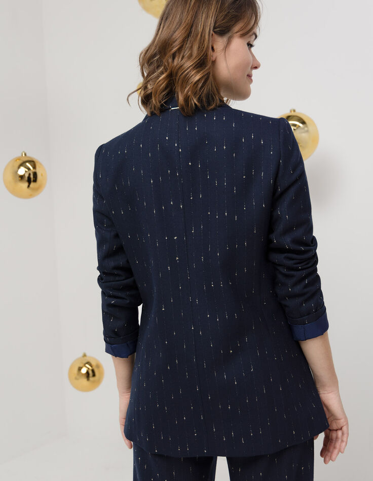 VOICE - Veste de tailleur marine rayures lurex-2