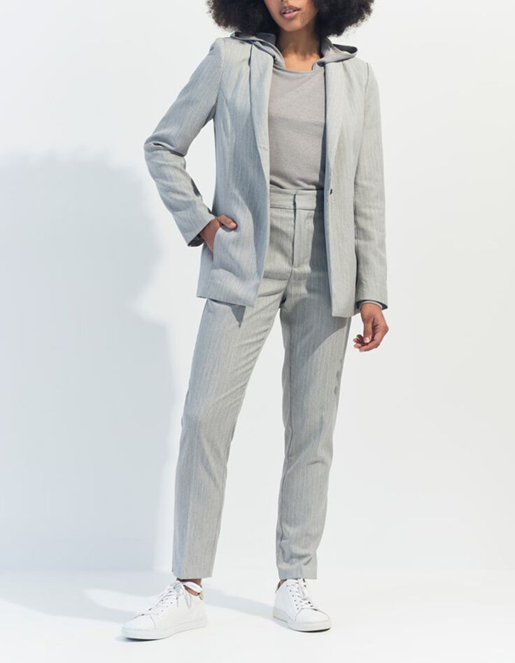 MARA - T-shirt argent &agrave; capuche maille iris&eacute;e -5