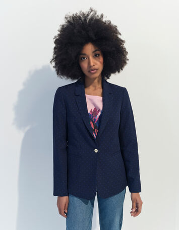 VINNY - Veste de costume bleue imprimé minimaliste carrés-4