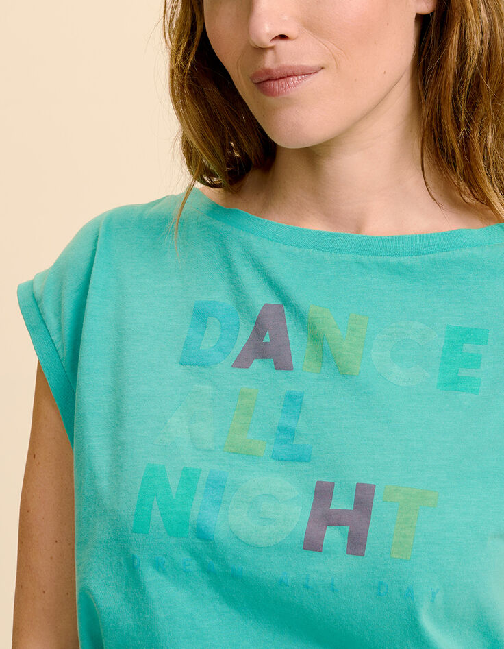 MARCIA - T-shirt menthe à message couleur-2