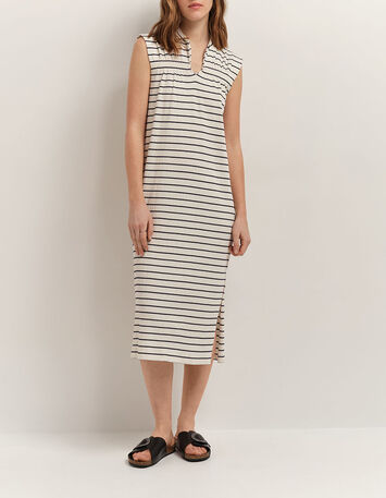 ROMY - Robe marinière écrue rayures marine-1