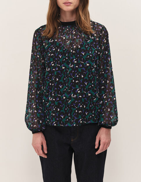 CAXIE - Blouse evergreen &agrave; imprim&eacute; tachiste - One Step