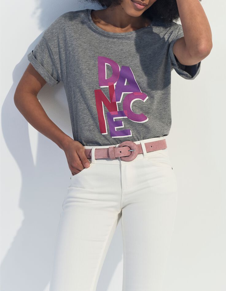 MEIRY - T-shirt gris coton bio message -2