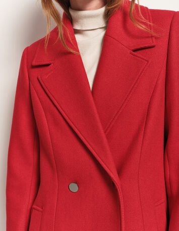 DEANA - Manteau rouge drap de laine-5