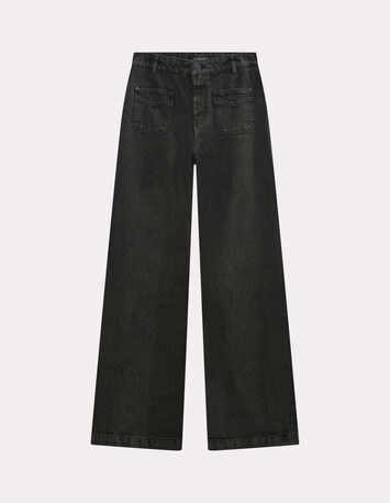 LE HAILEY - Jean flare kaki surteint poches plaquées-6