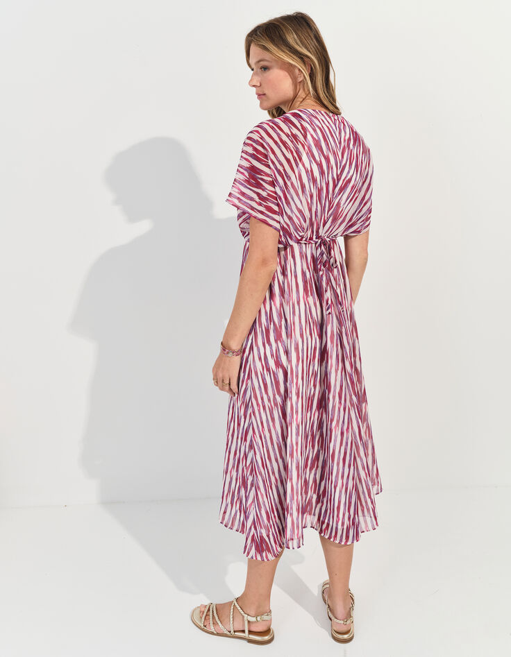 ROSARIO - Robe violette polyester recyclé rayures floues -3