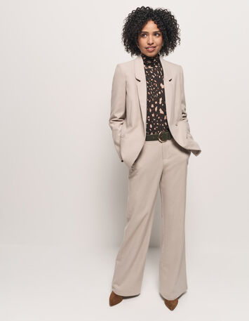 VIGG - Veste de costume beige boutonnage asymétrique-8