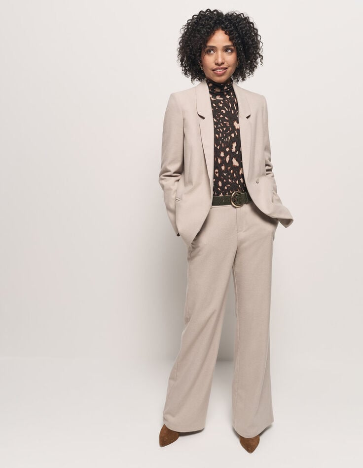 VIGG - Veste de costume beige boutonnage asymétrique-8
